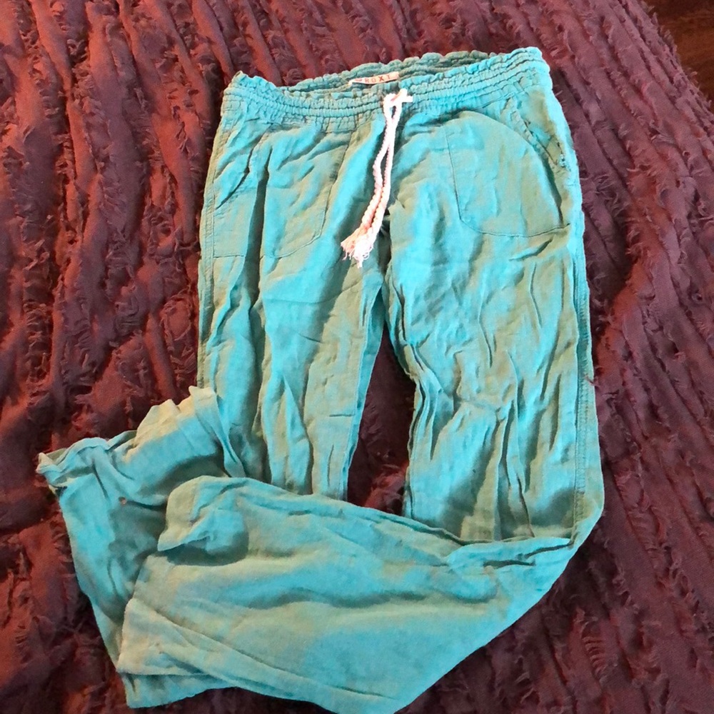 wide leg cotton green pants